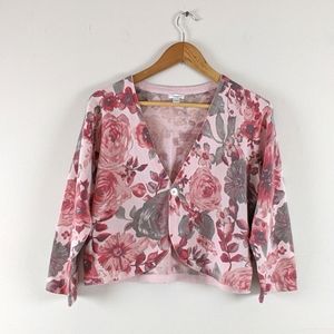 Apt. 9 Pink and Gray Floral Sweater Shrug